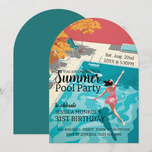 Invitation Anniversaire de la fête de la piscine classique de