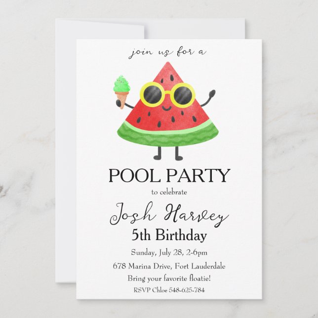 invitation anniversaire de la fête de la piscine d (Devant)