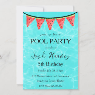 invitation anniversaire de la fête de la piscine d