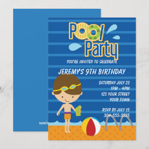 Invitation Anniversaire de la fête de la piscine des garçons