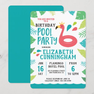 Invitation Anniversaire de la fête de la piscine tropicale de