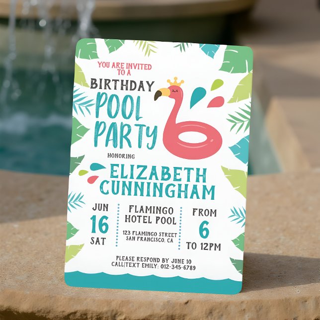 Invitation Anniversaire de la fête de la piscine tropicale de (Créateur téléchargé)