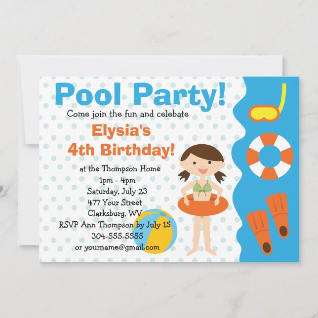 Invitation Anniversaire de la fête de la poule sur mesure (Devant)