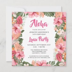 Invitation Anniversaire de la fête de Luau Tropical Aloha