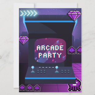 Invitation Anniversaire de la fête de Neon Arcade