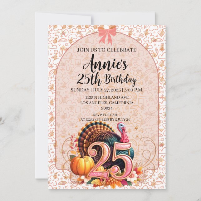Invitation Anniversaire de la fête de Thanksgiving vintage 25 (Devant)