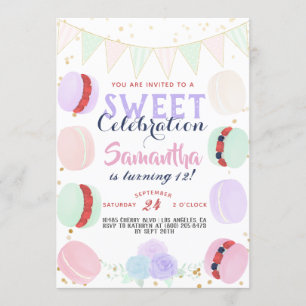 Invitation Anniversaire de la fête douce de Macaron