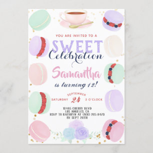 Invitation Anniversaire de la fête douce de Macaron