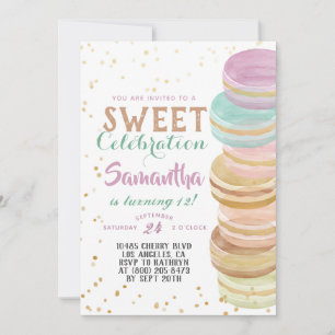 Invitation Anniversaire de la fête douce de Macaron
