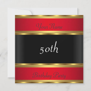 Invitation Anniversaire de la fête Gold Rouge Noir