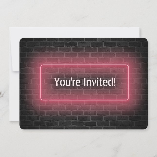 Invitation Anniversaire de la fête néon signe sur le mur (Devant)
