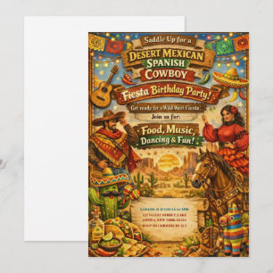 Invitation Anniversaire de la Fiesta du Cowboy Espagnol Mexic