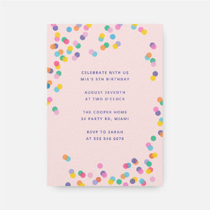 Invitation Anniversaire de la fille Confetti rose vif