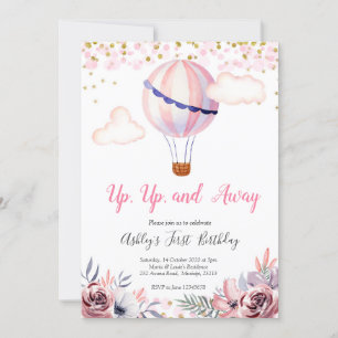 Invitation Anniversaire de la fille de ballon à ai
