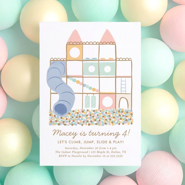 Invitation Anniversaire de la fille de l'aire de jeu intérieu (Créateur téléchargé)