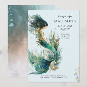Invitation Anniversaire de la fille de sirène magique