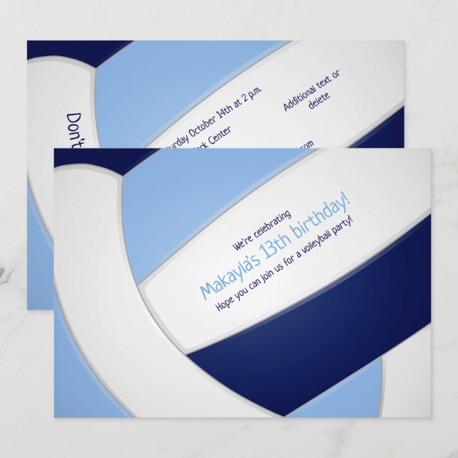 Invitation anniversaire de la fille de volley-ball de la mari (Devant / Derrière)