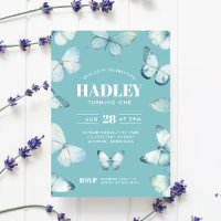 Anniversaire de la fille papillon bleu Turquoise e