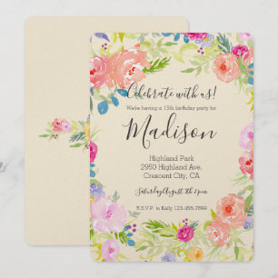 Invitation Anniversaire de la floraison de couleur rose pâle