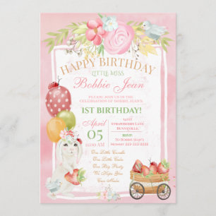 Invitation Anniversaire de la floraison de la fraise de Bunny