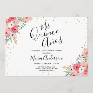 Invitation Anniversaire de la floraison rose de Quinceañera M