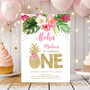 Invitation Anniversaire de la florale rose ananas