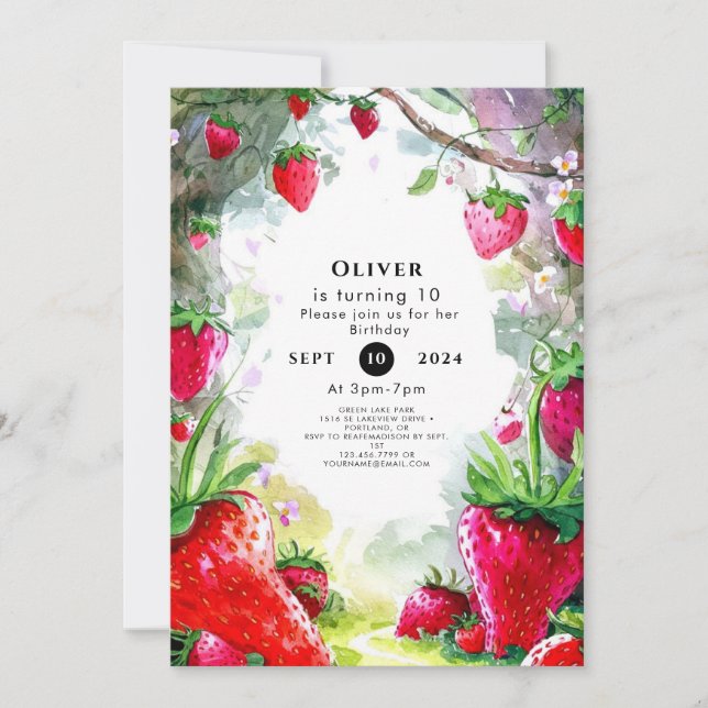 Invitation Anniversaire de la fraise enchantée (Devant)