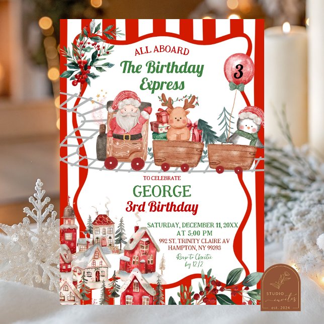 Invitation Anniversaire de la Fun Retro Christmas Express (Créateur téléchargé)