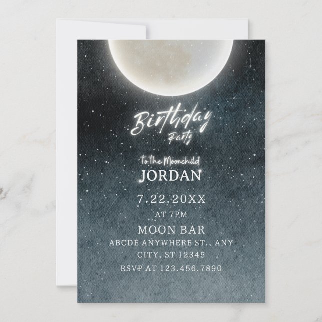 Invitation Anniversaire de la galaxie lune (Devant)
