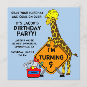Invitation Anniversaire de la Girafe de la Construction