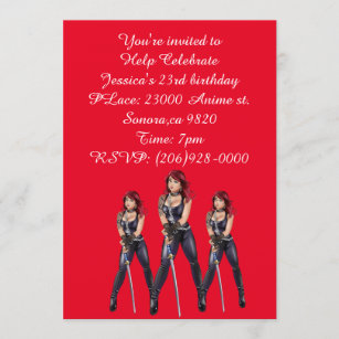 Invitations Faire Part Cartes Anniversaire Manga Zazzle Fr