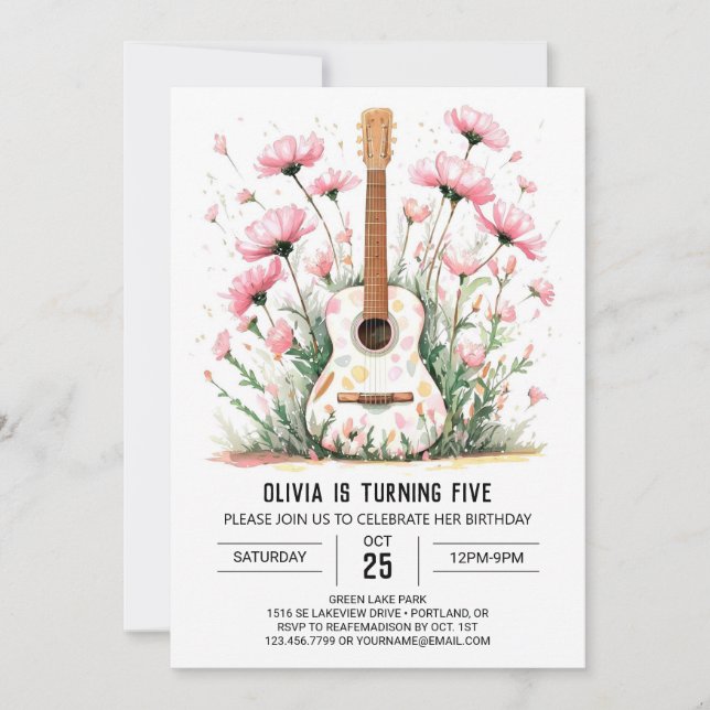 Invitation Anniversaire de la guitare de ballade acoustique e (Devant)