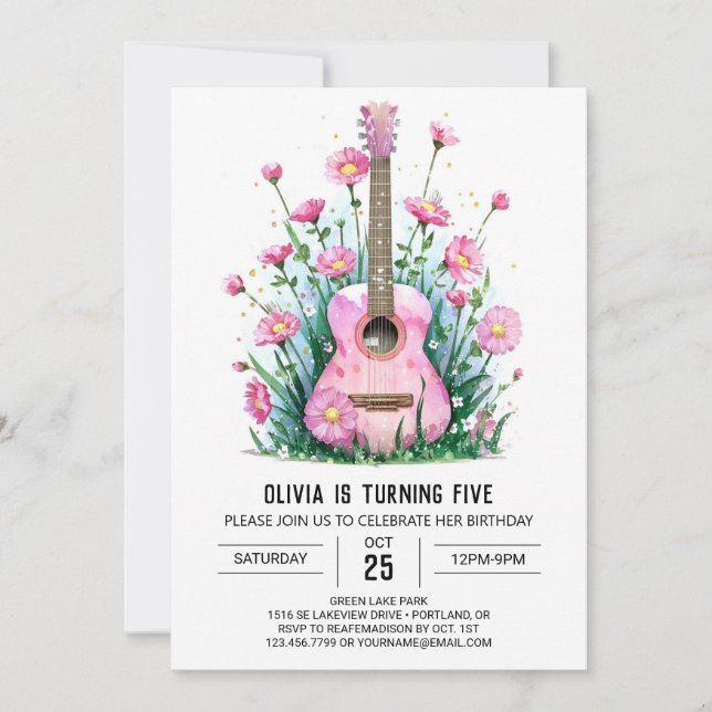 Invitation Anniversaire de la guitare du musicien acoustique (Devant)