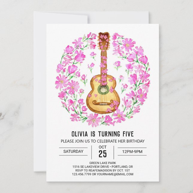 Invitation Anniversaire de la guitare du musicien acoustique (Devant)