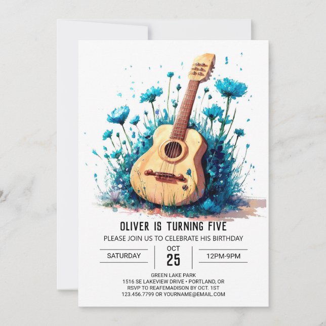 Invitation Anniversaire de la guitare numérique enchantée (Devant)