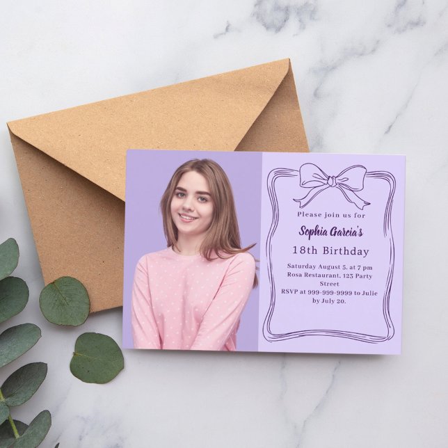 Invitation Anniversaire de la lavande dessinée à la main (Créateur téléchargé)