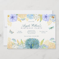 Anniversaire de la libellule florale d'aquarelle