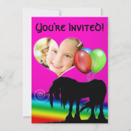 Invitation Anniversaire de la licorne arc-en-ciel (carte phot
