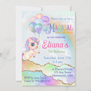 Invitation Anniversaire de la licorne arc-en-ciel magique