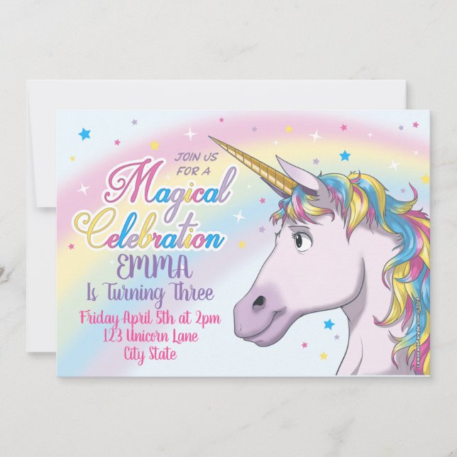 Invitation Anniversaire de la licorne, Invitation  (Devant)