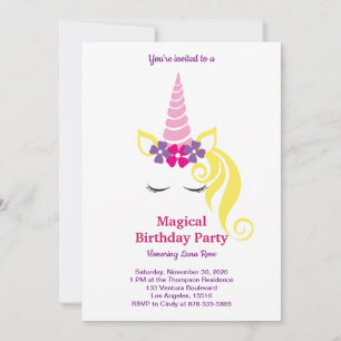 Invitation Anniversaire de la licorne magique