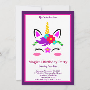 Invitation Anniversaire de la licorne magique
