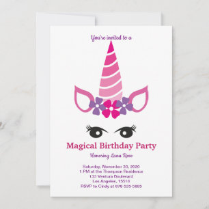 Invitation Anniversaire de la licorne magique