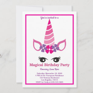 Invitation Anniversaire de la licorne magique