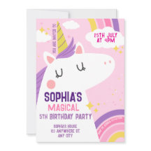 Invitation Anniversaire de la licorne magique Arc 