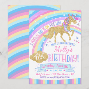 Invitation Anniversaire de la licorne magique Invi
