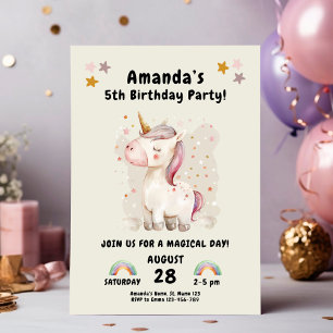 Invitation Anniversaire de la licorne magique pour les filles