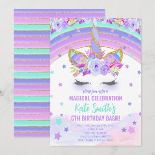 Invitation Anniversaire de la licorne violette magique