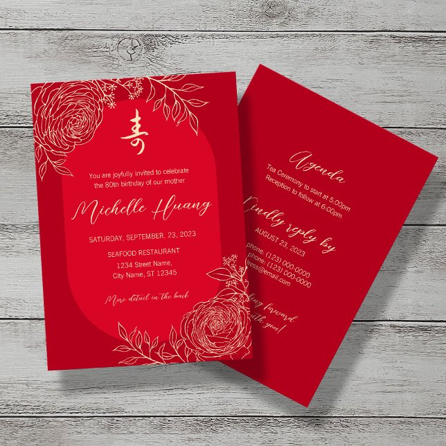 Invitation Anniversaire de la longévité chinoise Ranunculus ( (Créateur téléchargé)