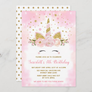 Invitation Anniversaire de la Magie Pastel Pink Clouds